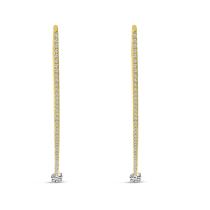 14K Yellow Gold Floating Diamond Linear Earrings