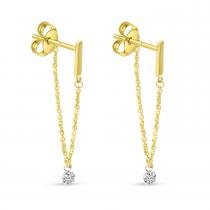 14K Yellow Gold Floating Diamond Chain Earrings