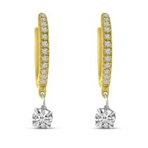 14K Yellow Gold Floating Diamonds Petite Huggie Earrings