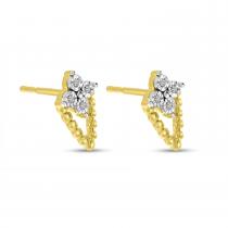 14K Yellow Gold Diamond Cluster Beaded Earrings