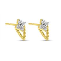 14K Yellow Gold Diamond Cluster Beaded Earrings