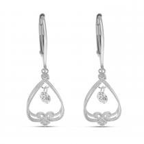 14K Dashing Diamond Dangle Pear Lever Back Earring