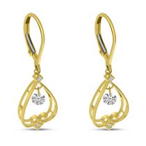 14K Dashing Diamond Dangle Pear Lever Back Earring