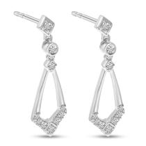 14K White Gold Diamond Geometric Dangle Earrings
