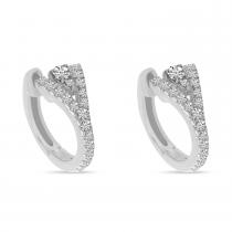 14K White Gold Diamond V Huggies