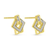 14K Yellow Gold Diamond Geometric Stud Earrings