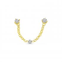 14K Yellow Gold Double Hole Diamond Chain Earrings
