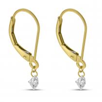 14K Yellow Gold .50 ct Single Dashing Diamonds Leverback Earrings