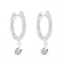 14K White Gold Dashing Diamond Huggie Earrings