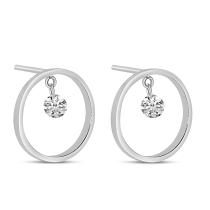 14K White Gold Dashing Diamonds Front Hoop .20 Ct Diamond Earrings