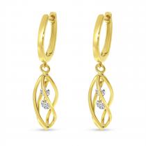 14K Yellow Gold Dashing Diamond 3D Cage Earrings