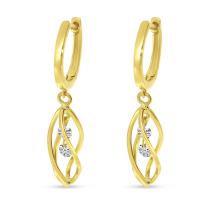 14K Yellow Gold Dashing Diamond 3D Cage Earrings