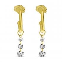 14K Yellow Gold Dashing Diamonds Hoop Charm Dangles