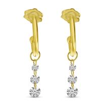 14K Yellow Gold Dashing Diamonds Hoop Charm Dangles