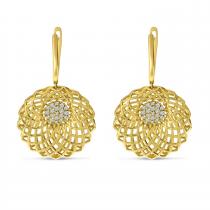 14K Yellow Gold Diamond Lightweight Floral Earrings