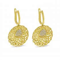 14K Yellow Gold Diamond Lightweight Floral Earrings