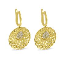14K Yellow Gold Diamond Lightweight Floral Earrings