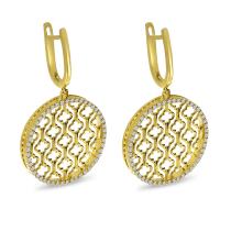 14K Yellow Gold Diamond Lightweight Disc Earrings
