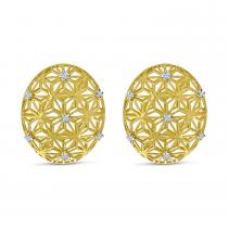 14K Yellow Gold Diamond Lightweight Filigree Stud Earrings