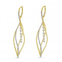 14K Yellow Gold Dashing Diamond 3D Diamond Swirl Earrings