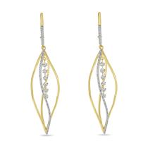 14K Yellow Gold Dashing Diamond 3D Diamond Swirl Earrings