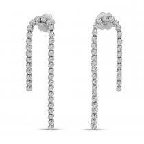 14K White Gold Diamond U Shape Dangle Waterfall Earrings