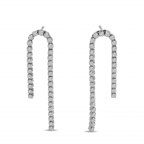 14K White Gold Diamond U Shape Dangle Waterfall Earrings