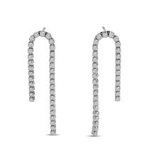 14K White Gold Diamond U Shape Dangle Waterfall Earrings