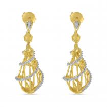 14K Yellow Gold Diamond Spiral Cage Earrings