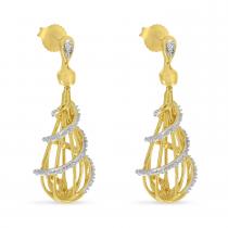 14K Yellow Gold Diamond Spiral Cage Earrings