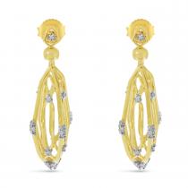 14K Yellow Gold Diamond Cage Earrings