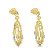 14K Yellow Gold Diamond Cage Earrings