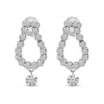 14K White Gold Dashing Diamond U Shape Earrings
