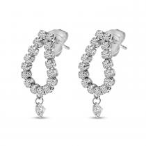 14K White Gold Dashing Diamond U Shape Earrings