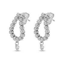 14K White Gold Dashing Diamond U Shape Earrings