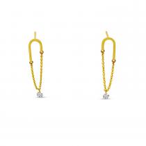 14K Yellow Gold Dashing Diamond U Shape Diamond Earrings