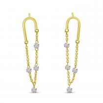 14K Yellow Gold Dashing Diamond U Shape Diamond Dangle Earrings
