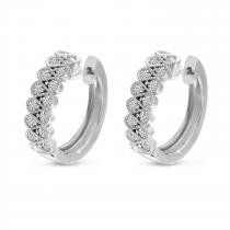 14K White Gold Diamond Interlocking Huggie Earrings