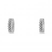 14K White Gold Diamond Interlocking Huggie Earrings