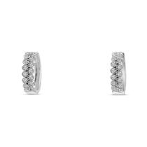 14K White Gold Diamond Interlocking Huggie Earrings