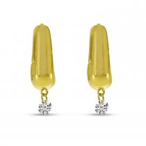 14K Yellow Gold Dashing Diamond Thick Gold Huggies