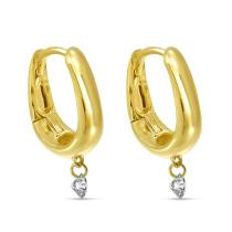 14K Yellow Gold Dashing Diamond Thick Gold Huggies