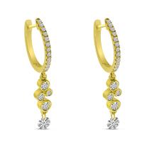 14K Yellow Gold Dashing Diamond Diamond Bezel Dangle Earrings