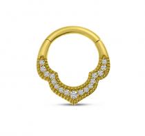 14K Yellow Gold Half Pair Diamond Millgrain Daith Piercing Earring