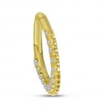 14K Yellow Gold Half Pair Diamond Beaded Daith Piercing Earring