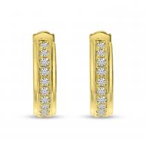 14K Yellow Gold Channel Set Diamond Huggies