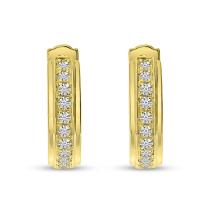 14K Yellow Gold Channel Set Diamond Huggies