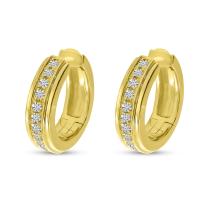 14K Yellow Gold Channel Set Diamond Huggies