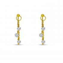 14K Yellow Gold Dashing Diamond Front/Back Dangle Chain Earrings
