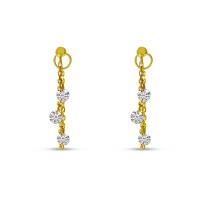 14K Yellow Gold Dashing Diamond Front/Back Dangle Chain Earrings